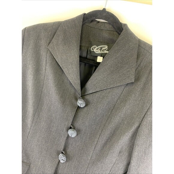 BOGO Carla Carini Wool Blazer Gray Beaded Buttons Collared Made Italy Womens 38 - Picture 5 of 14
